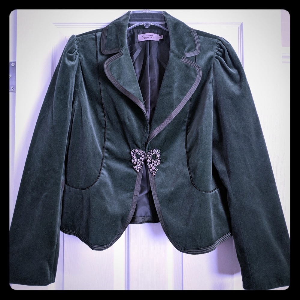 Rickie Freeman-Teri Jon Green Velvet Blazer
